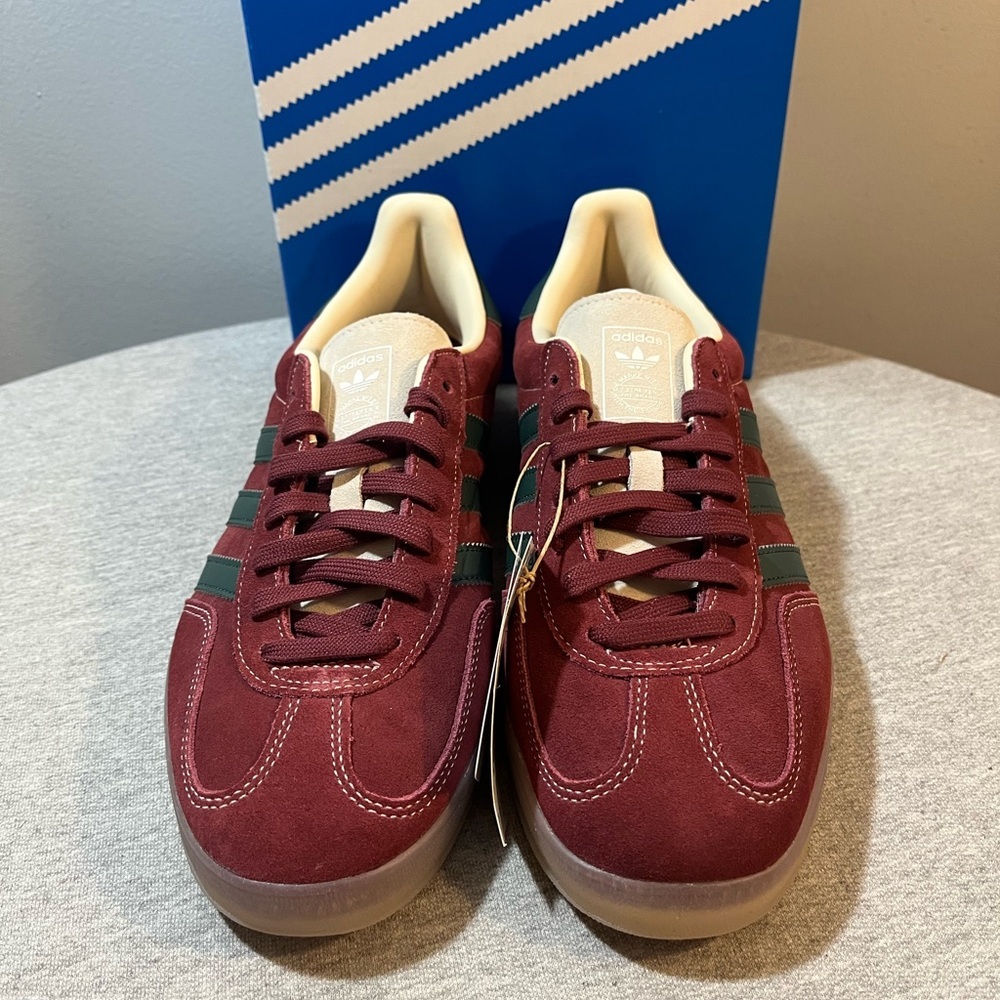Adidas Gazelle Indoor Burgundy Red Green Gum Bottom Retro Men's Size 10.5 JH5403 - Picture 3 of 11
